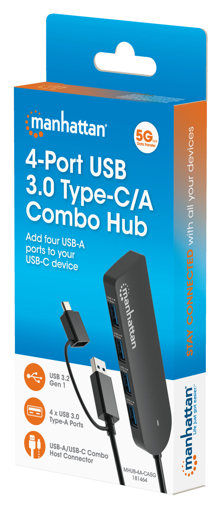 4-Port USB 3.0 Type-C / Type-A Combo Hub Packaging Image 2