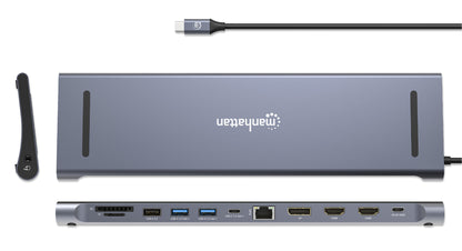 USB-C PD 12-in-1 Triple Monitor 4K Docking Station / Multiport Hub Image 6