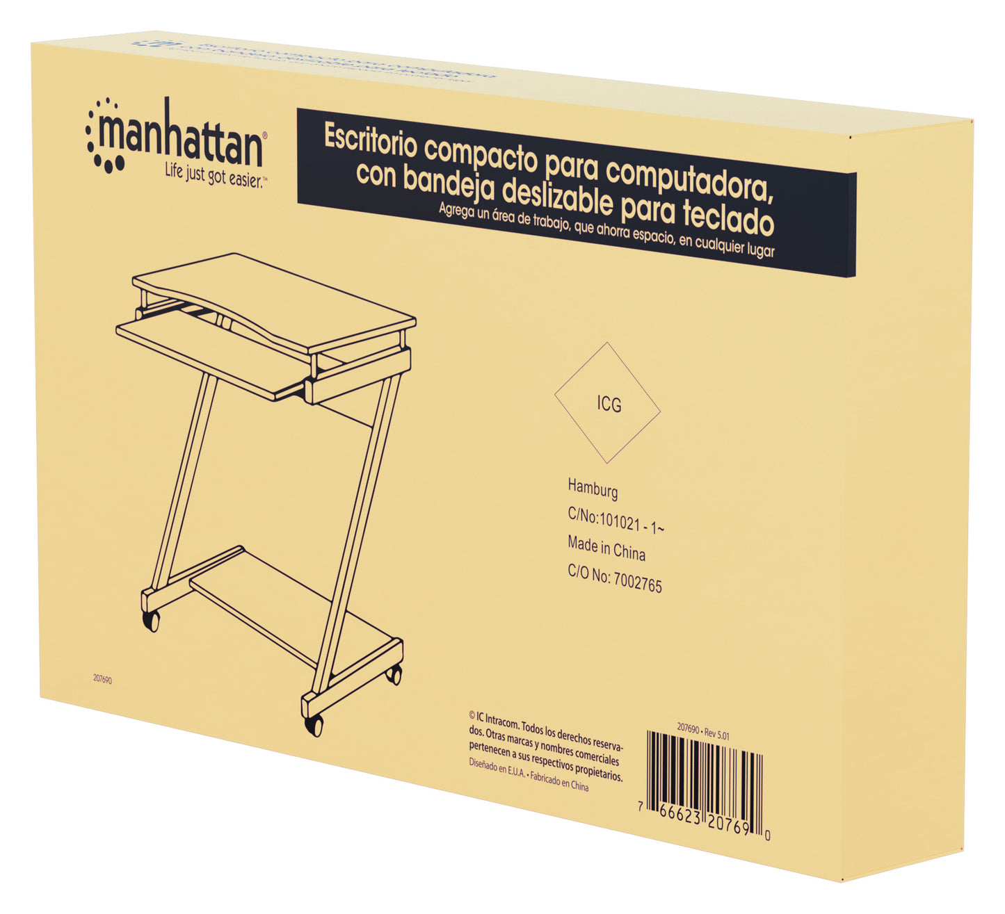 Compact Computer Desk with Slide-out Keyboard Tray Packaging Image 2