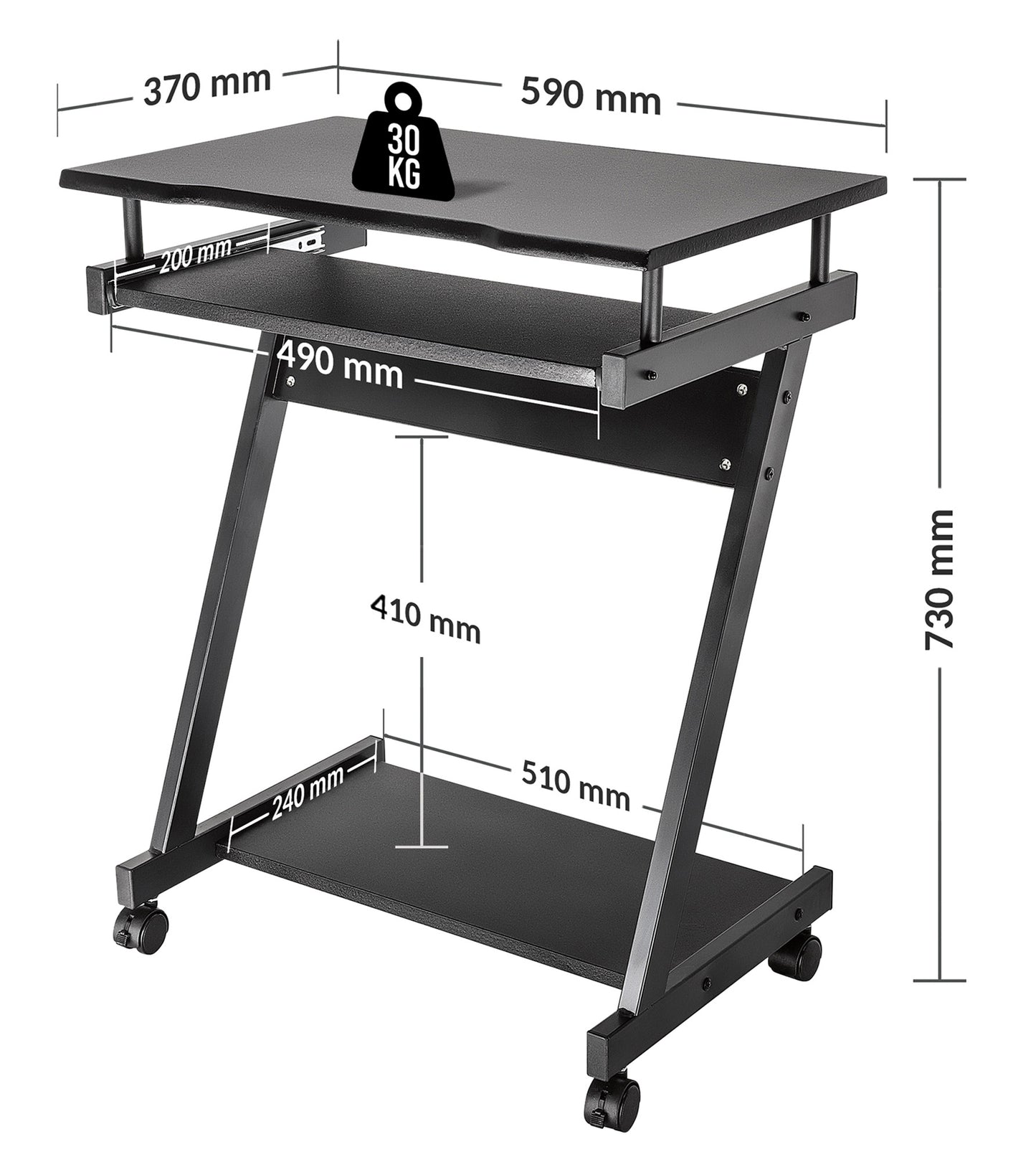 Compact Computer Desk with Slide-out Keyboard Tray Image 11