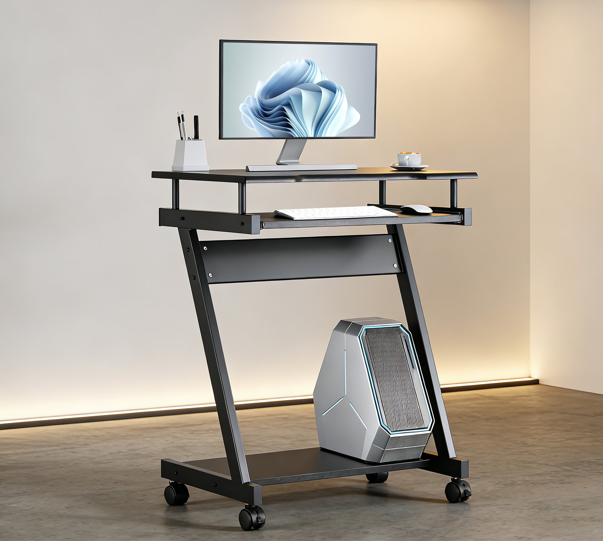Compact Computer Desk with Slide-out Keyboard Tray Image 3