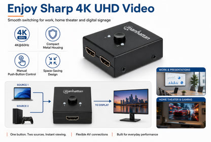 4K@60Hz Bi-Directional 2-Port HDMI Switch Image 9