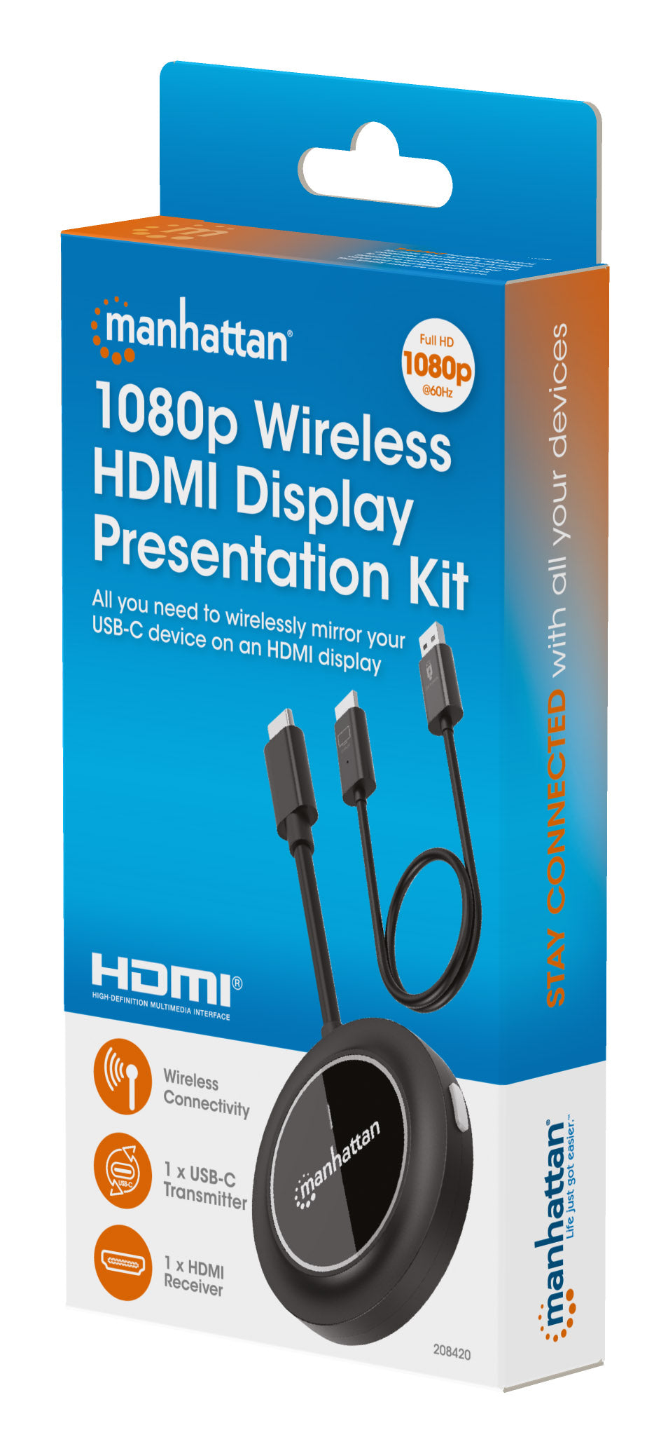 1080p Wireless HDMI Display Presentation Kit with USB-C Transmitter Packaging Image 2