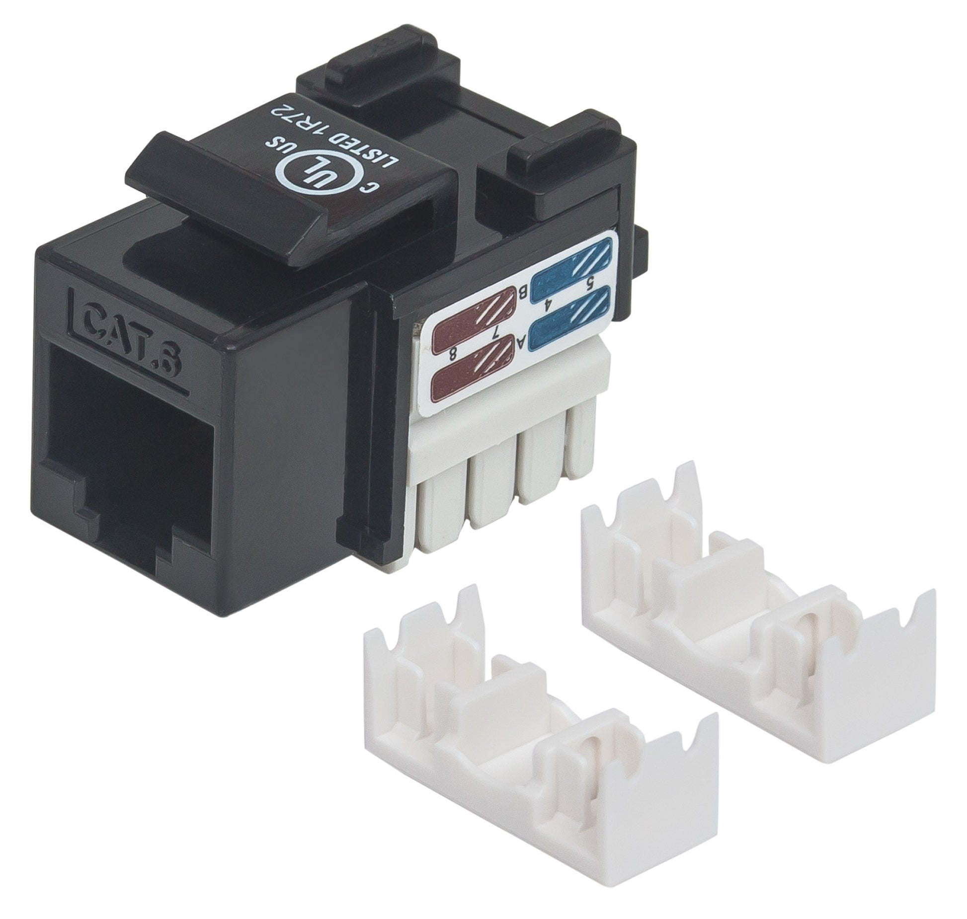 Cat6 Punch-Down Keystone Jack, Black Image 1