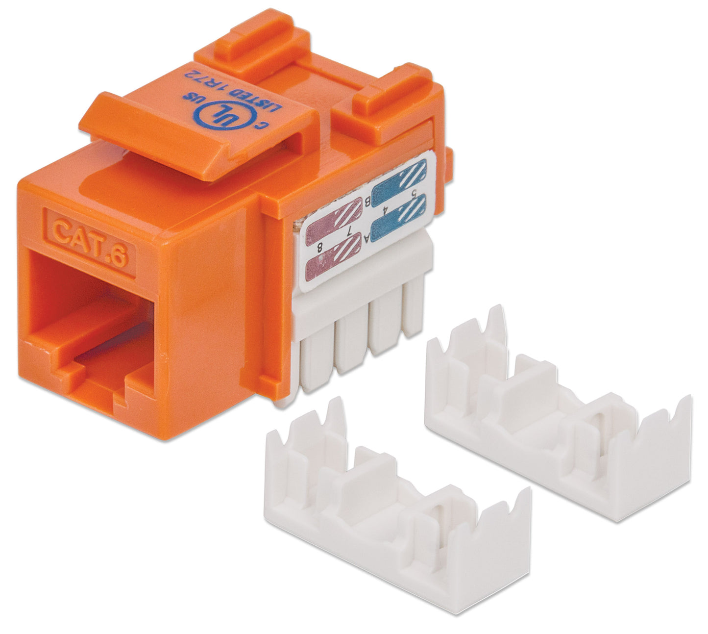 Cat6 Punch-Down Keystone Jack, Orange Image 1