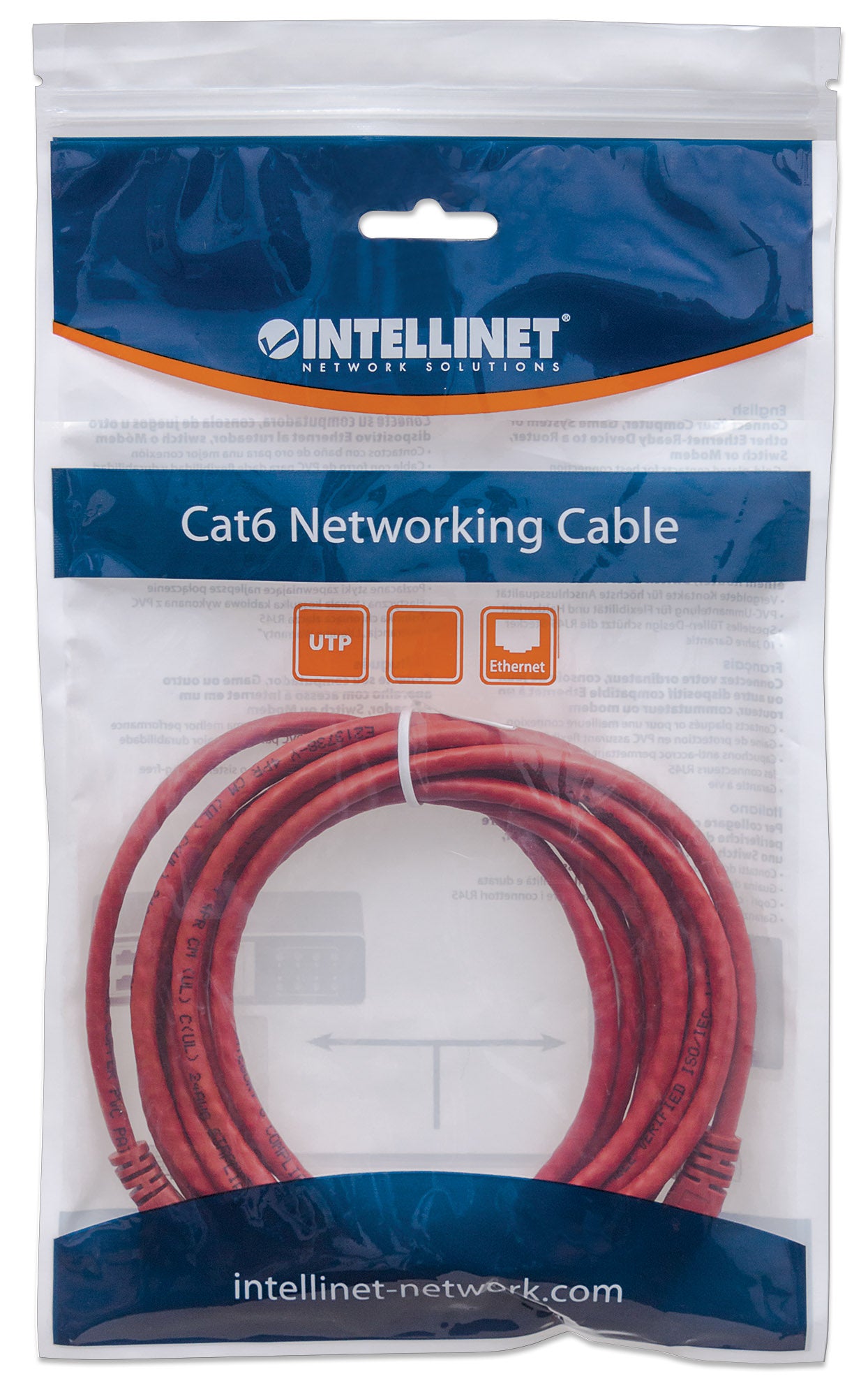 Cat6 U/UTP Network Patch Cable, 5 m (14 ft.), Red Packaging Image 2