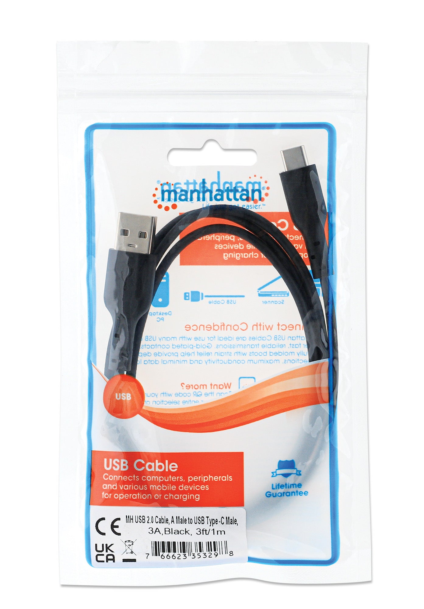 USB 2.0 Type-A to Type-C Device Cable Packaging Image 2