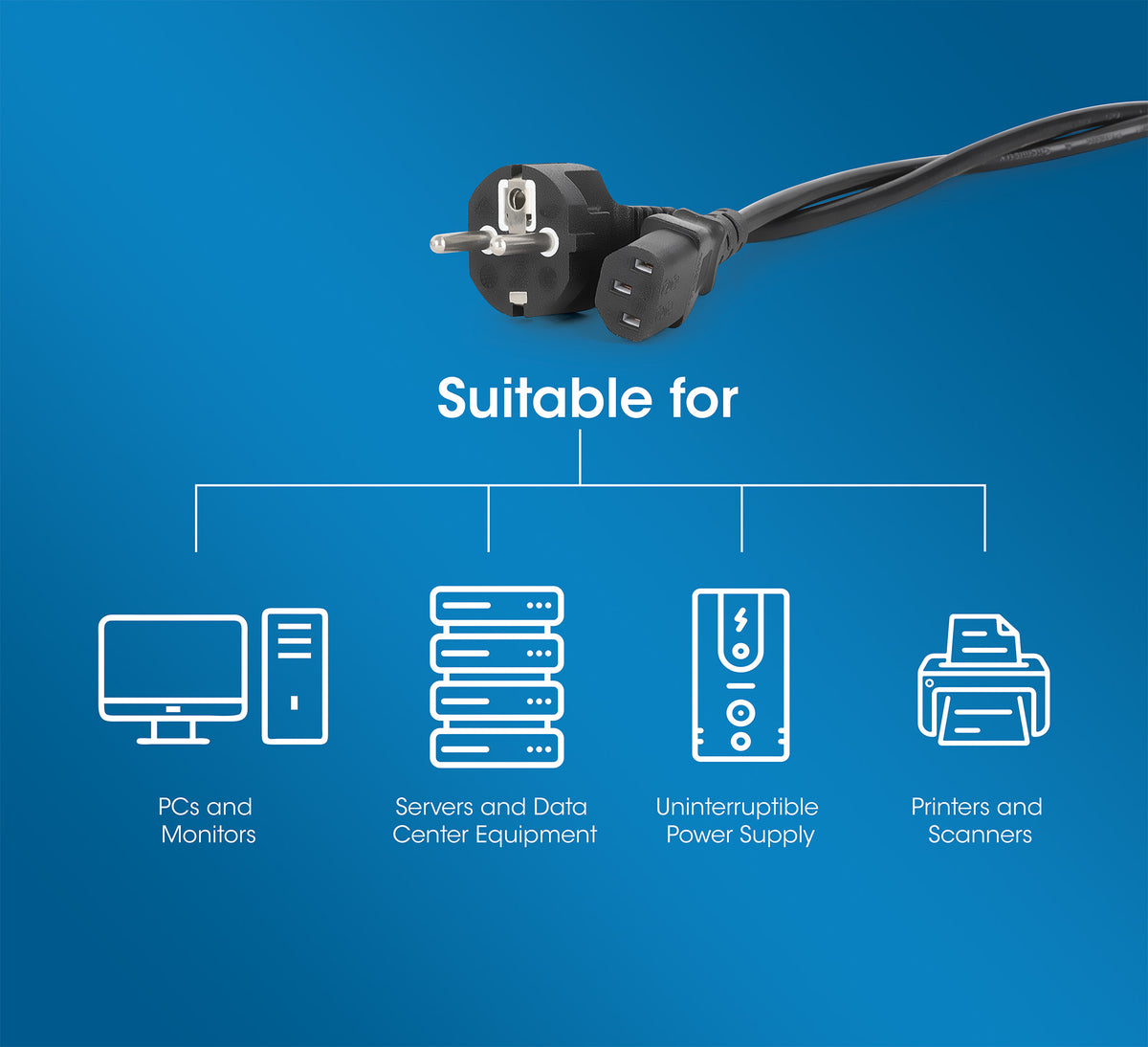 EU Power Cable C13 to CEE 7/7, 1 m Image 7