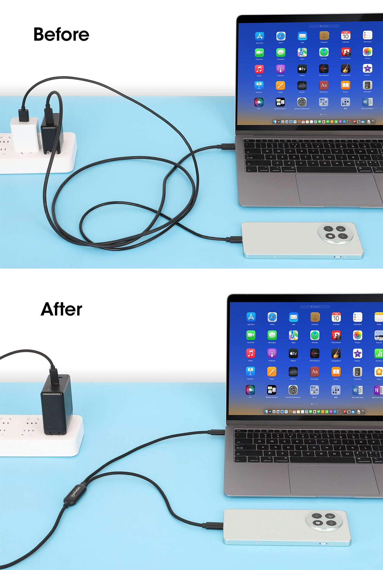Dual USB-C Charging Cable 100 W, 2 m (7 ft.) Image 6