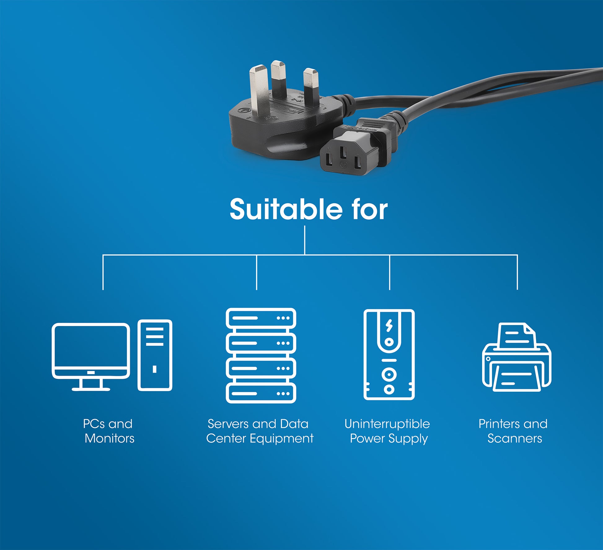 UK Power Cable C13 to BS1363, 3 m Image 7