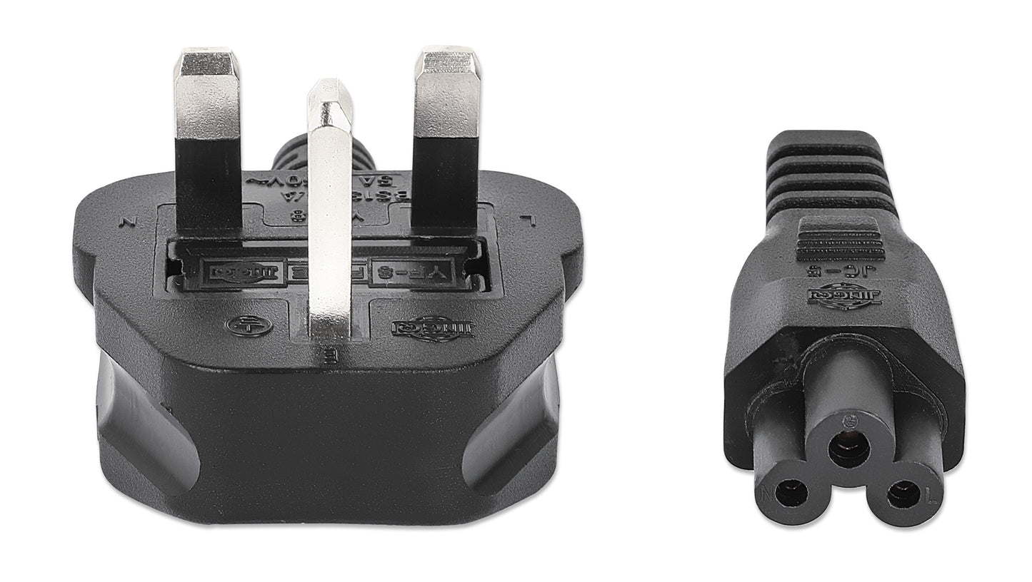 UK Power Cable C5 to BS1363, 1 m Image 3