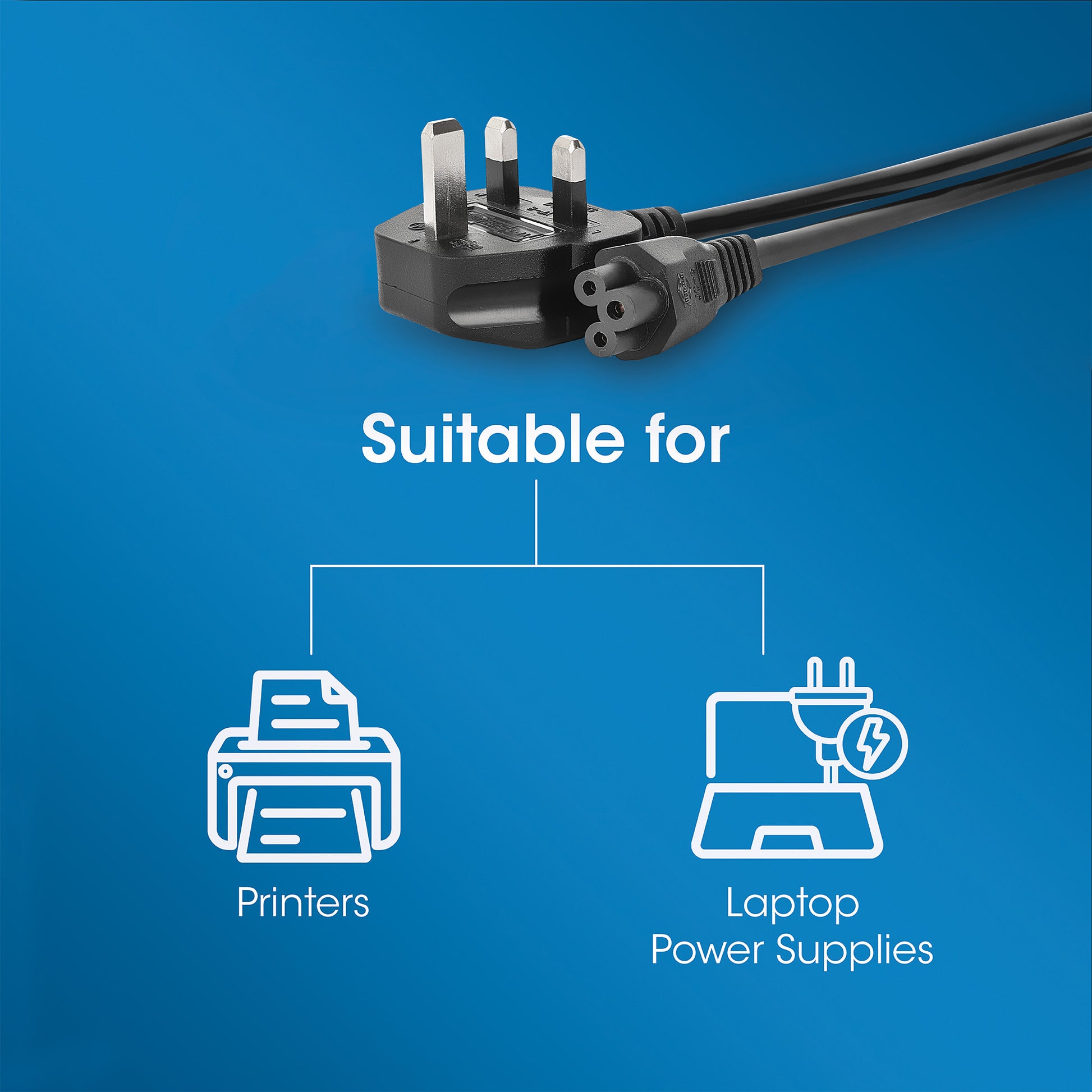 UK Power Cable C5 to BS1363, 1 m Image 7