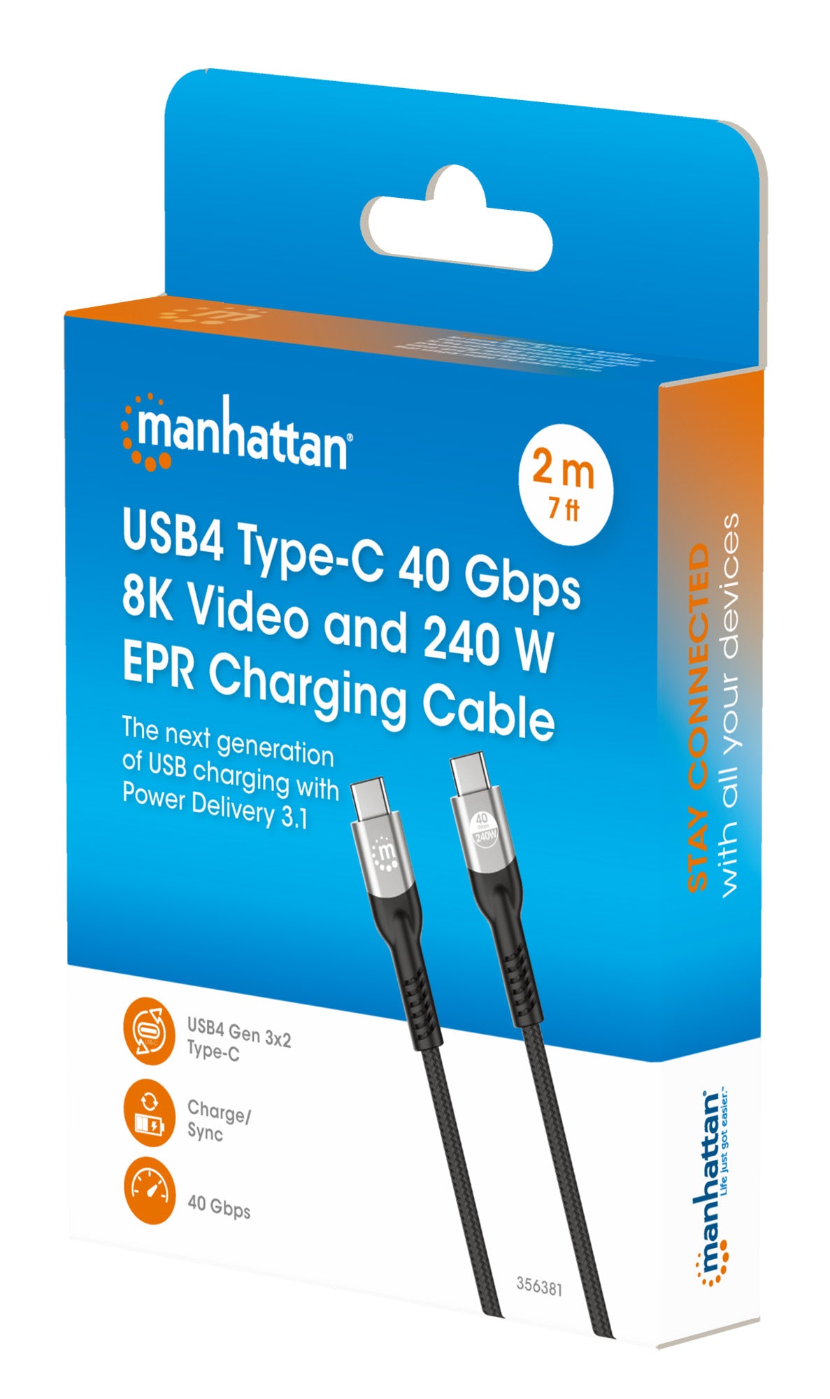USB4 Type-C 40 Gbps 8K Video and 240 W EPR Charging Cable / PD 3.1 Packaging Image 2
