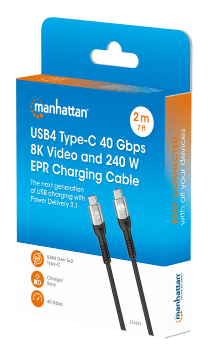 USB4 Type-C 40 Gbps 8K Video and 240 W EPR Charging Cable / PD 3.1 Packaging Image 2