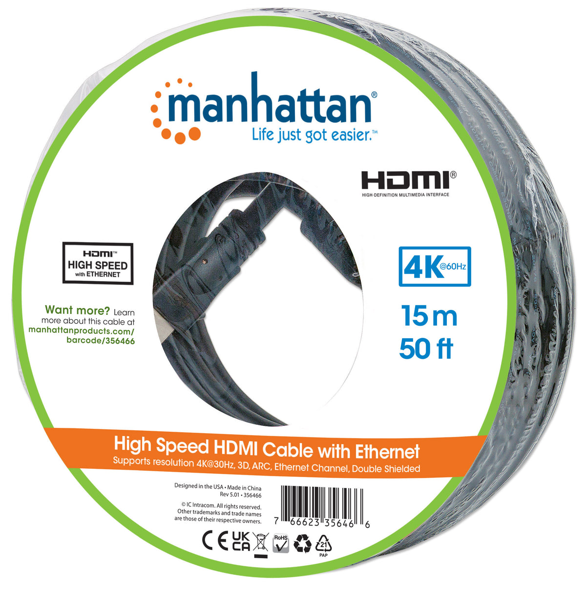 4K@60Hz High Speed HDMI Cable with Ethernet Packaging Image 2