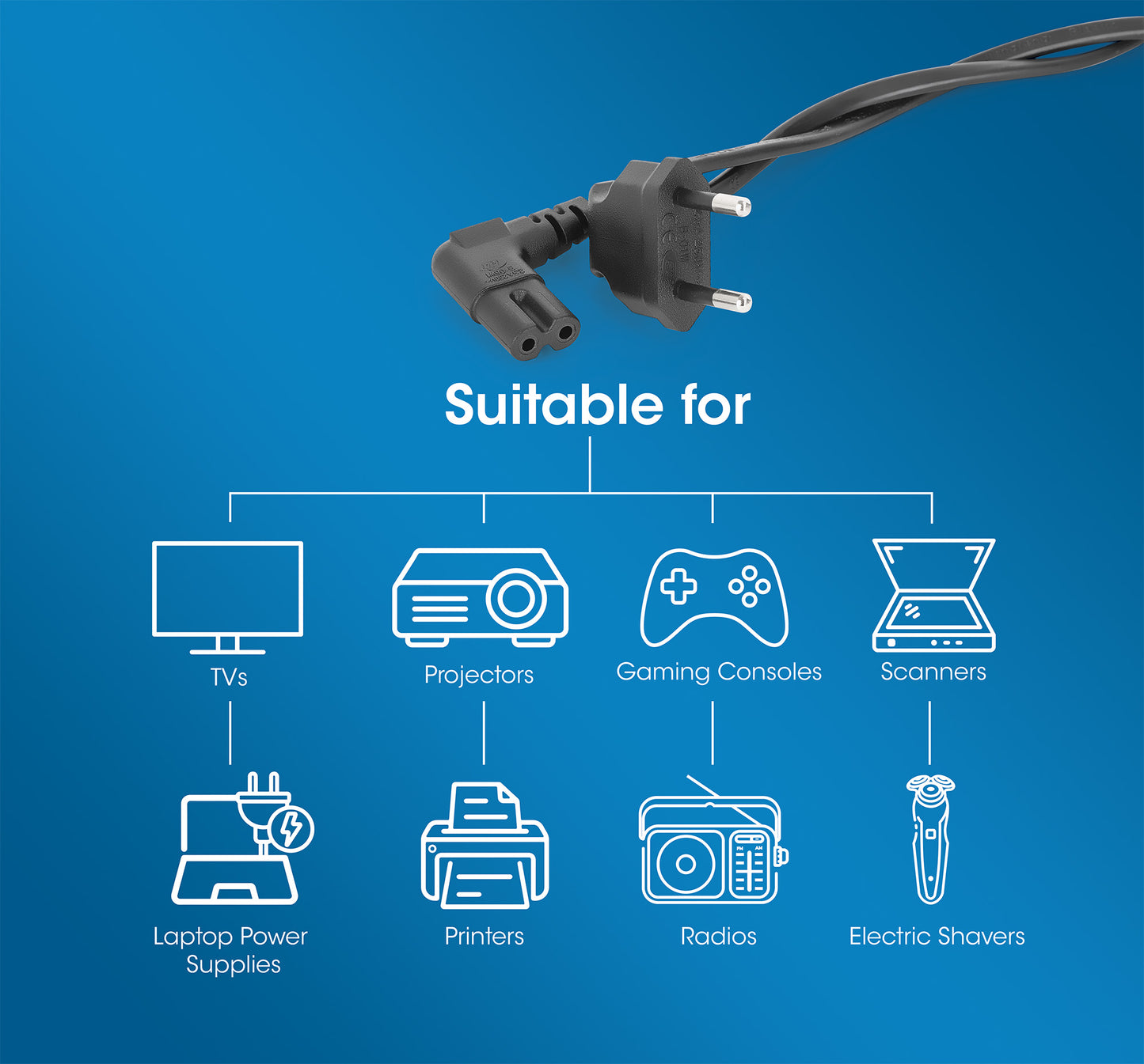 Angled EU Power Cable C7 to CEE 7/16, 3 m Image 7