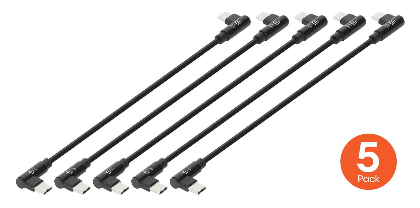 Short USB-C Charging Cable 60 W, 20 cm (8 in.), 5-Pack Image 1