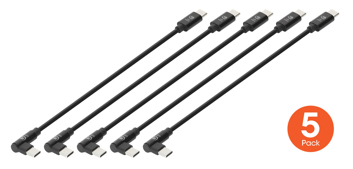 Short USB-C Charging Cable 60 W, 20 cm (8 in.), 5-Pack Image 1