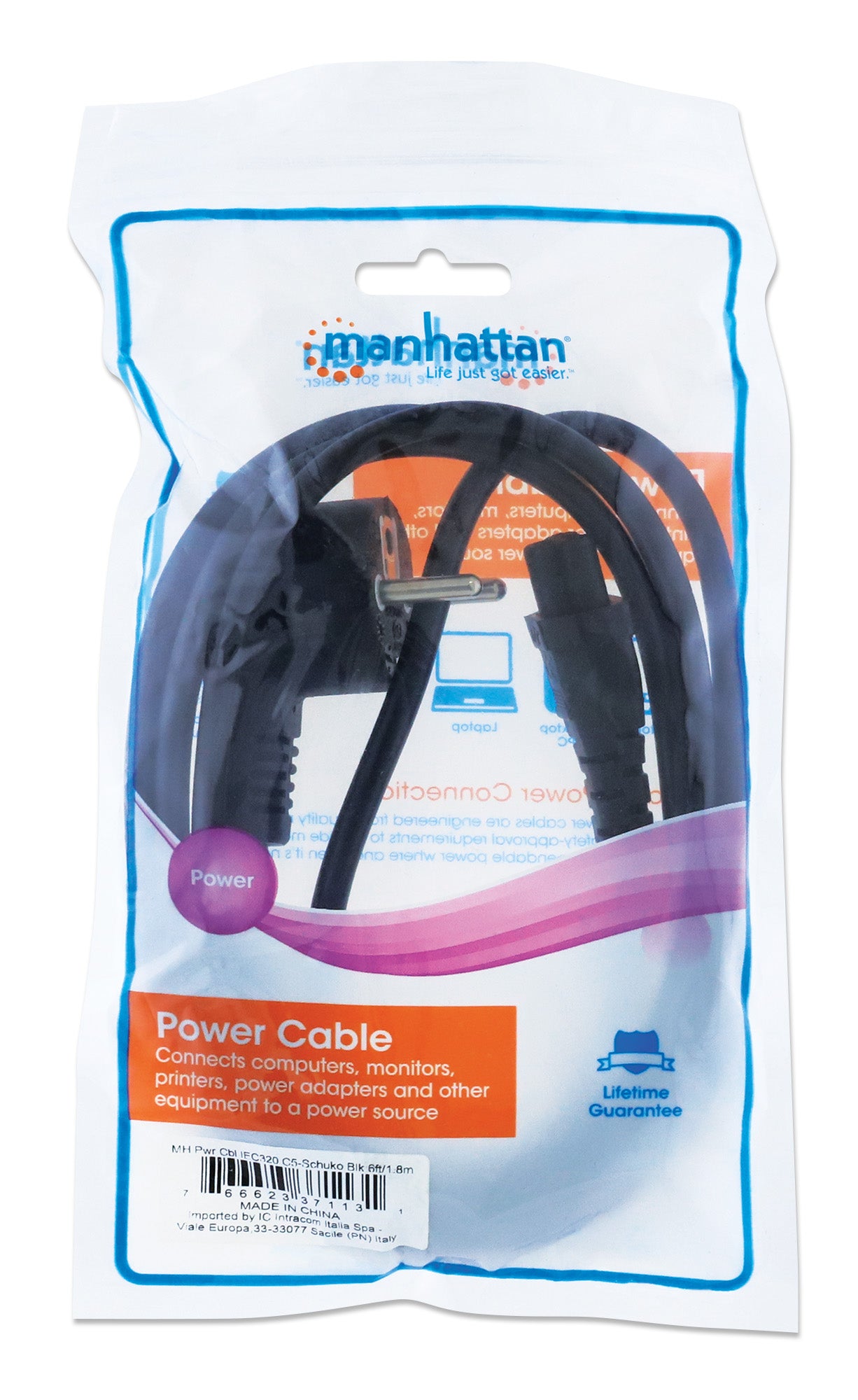 EU Power Cable C5 to CEE 7/7, 1.8 m Packaging Image 2