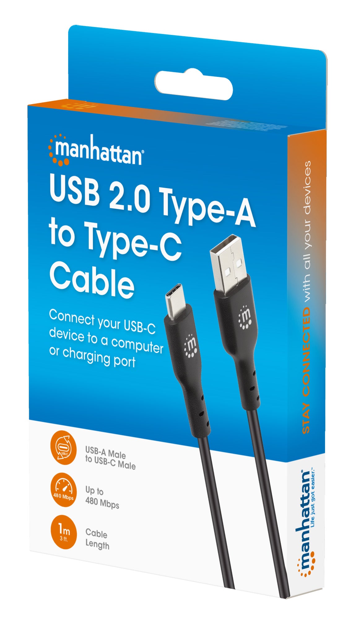 USB 2.0 Type-A to Type-C Cable, 1 m Packaging Image 2