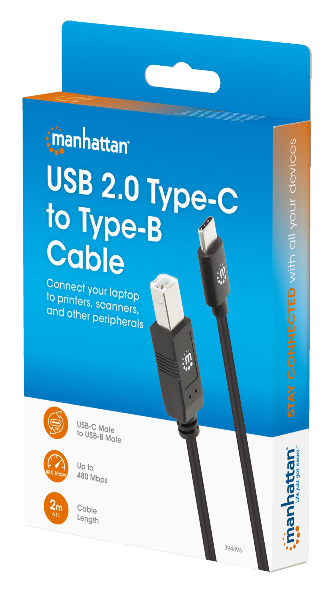 USB 2.0 Type-C to Type-B Cable, 2 m Packaging Image 2