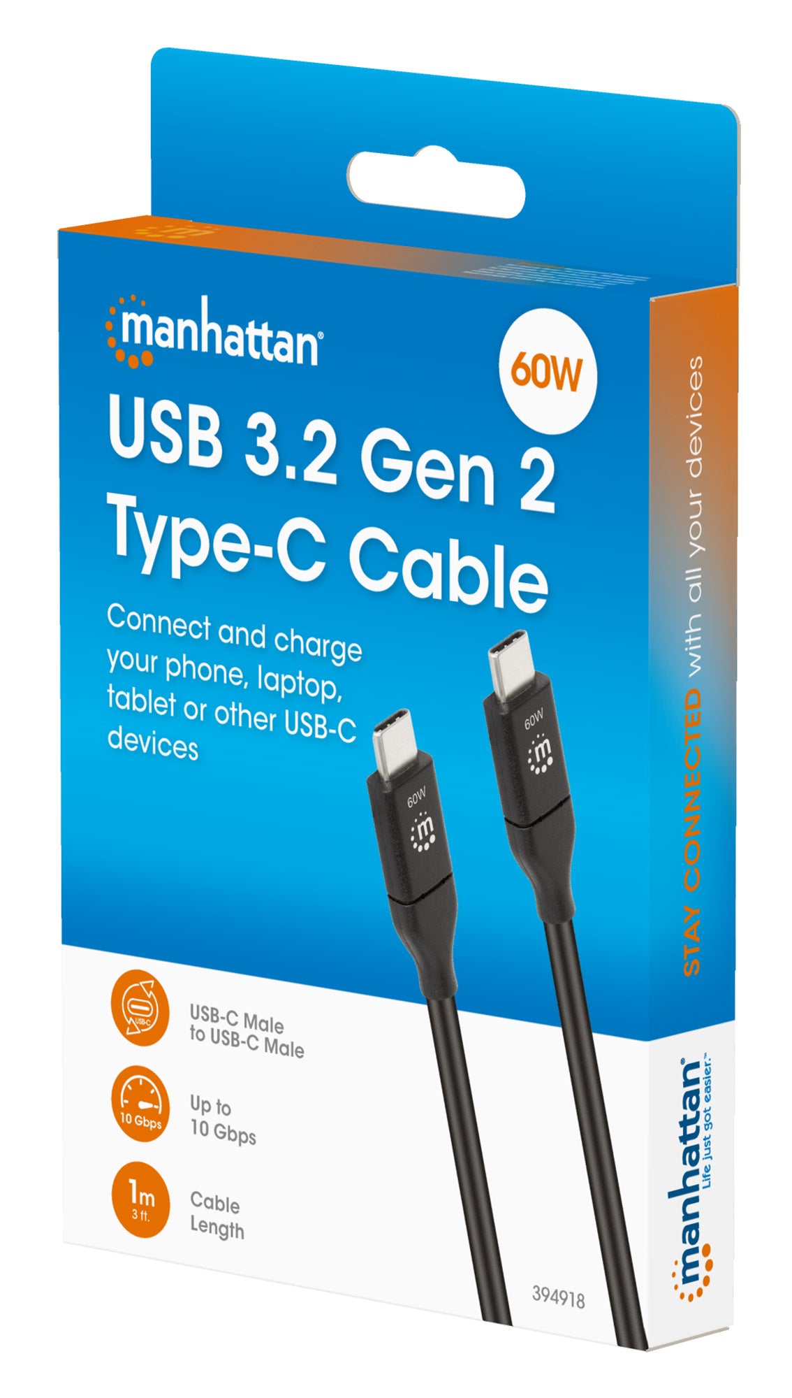 USB 3.2 Gen 2 Type-C Cable, 60 W, 1 m Packaging Image 2