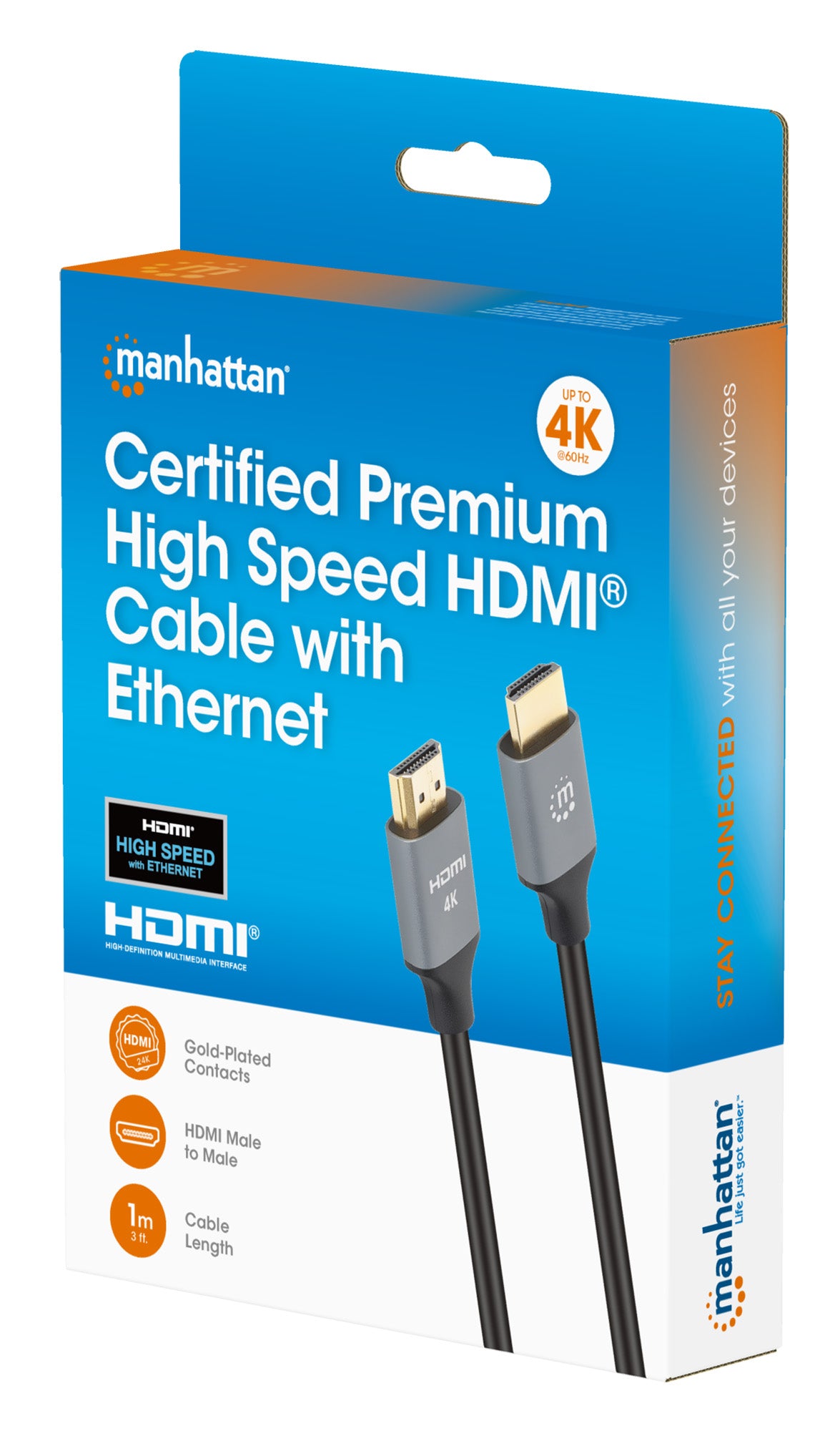 4K@60Hz Certified Premium High Speed HDMI Cable with Ethernet, 1 m Packaging Image 2