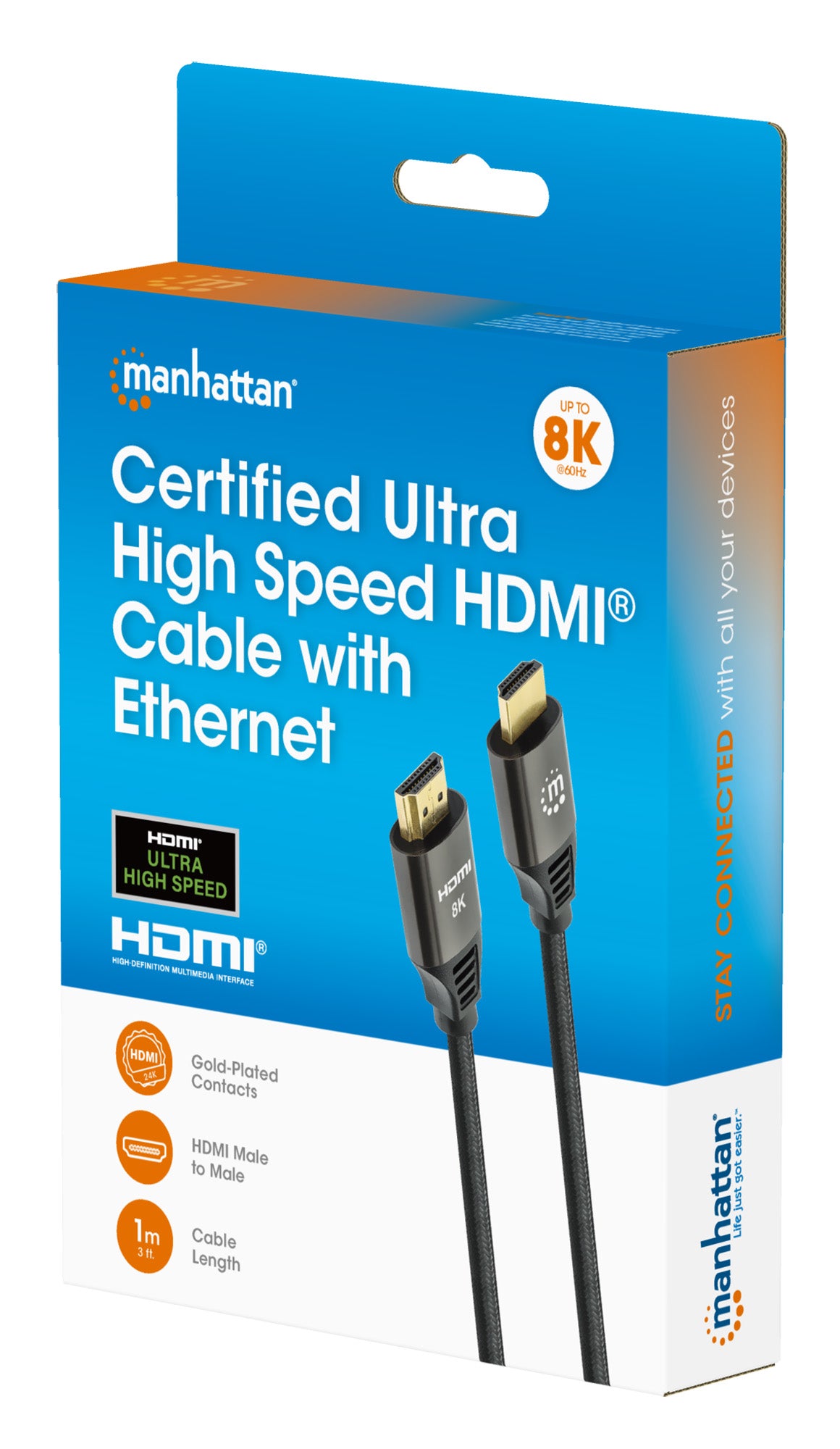 8K@60Hz Certified Ultra High Speed HDMI Cable with Ethernet, 1 m Packaging Image 2
