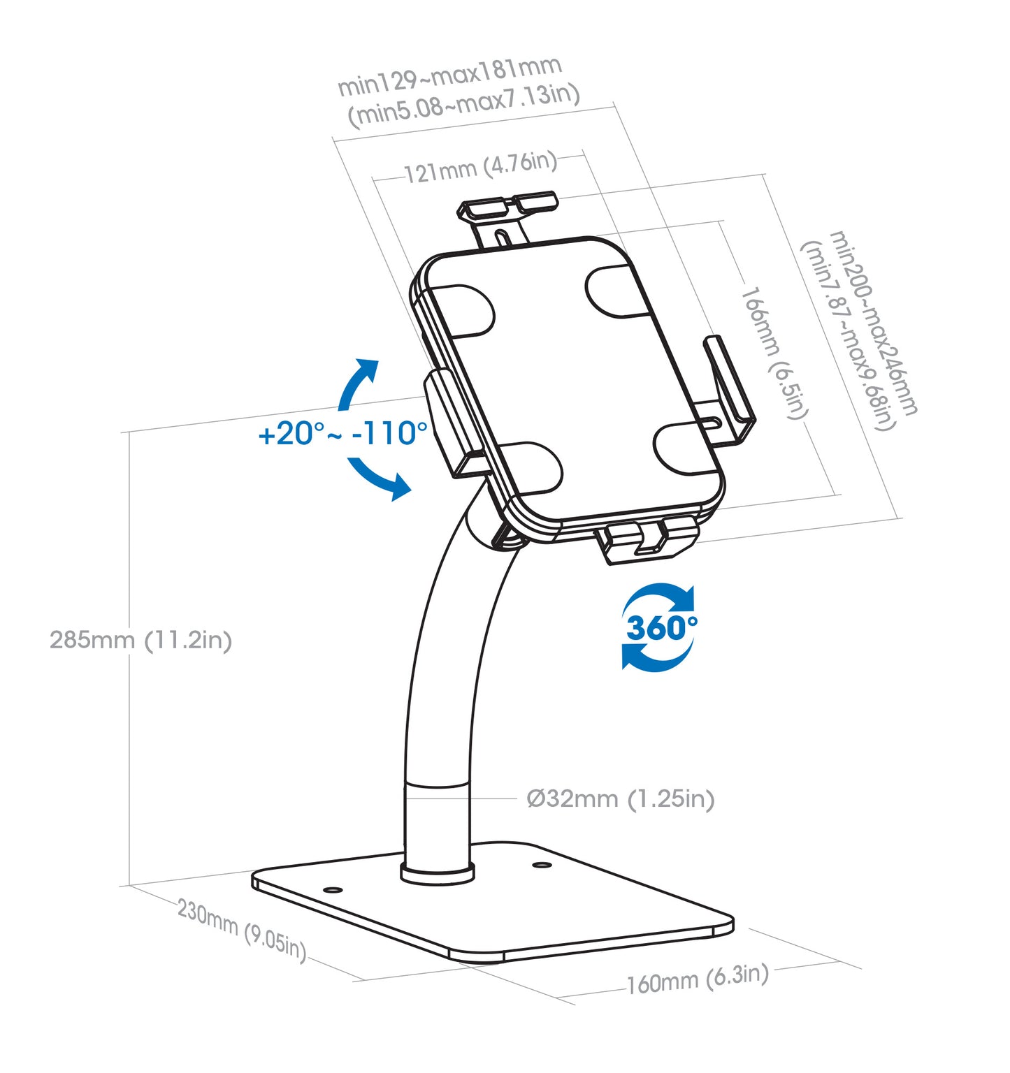 Anti-Theft Desktop Kiosk Stand for Tablet and iPad Image 14