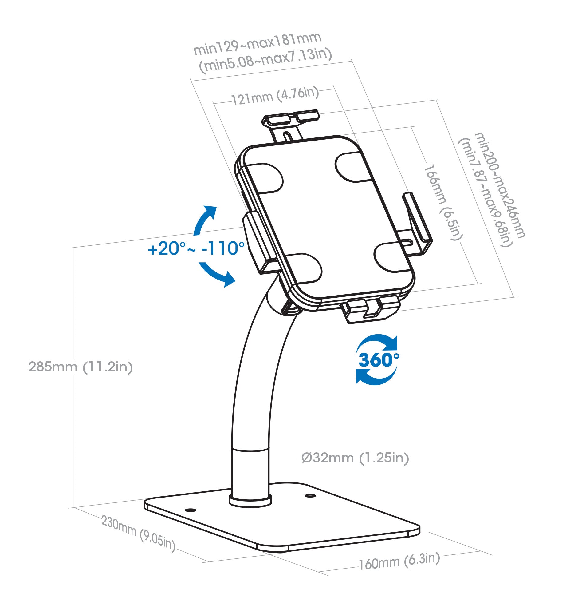 Anti-Theft Desktop Kiosk Stand for Tablet and iPad Image 14