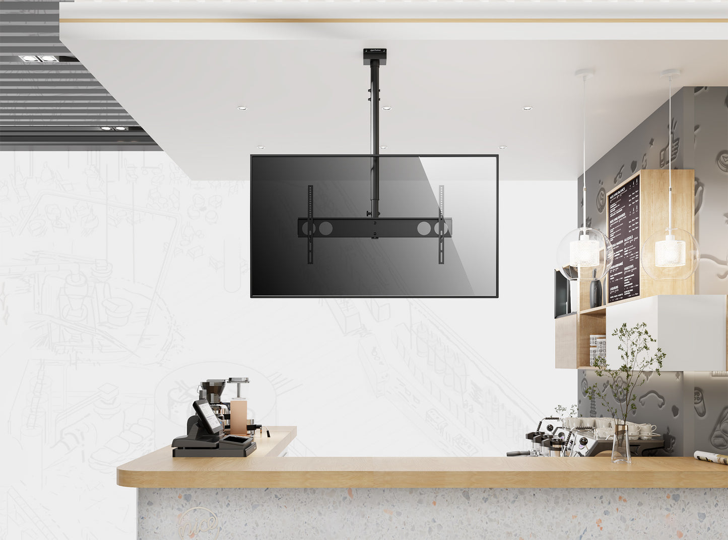 Full-Motion Height-Adjustable TV Ceiling Mount, for 37" to 70" Displays Image 3