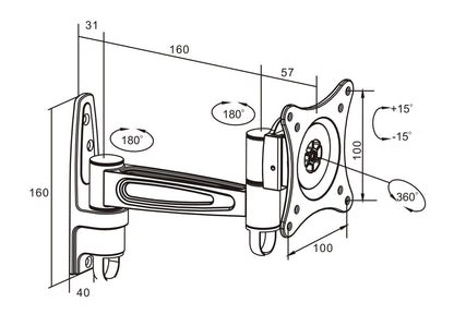 Articulating TV Wall Mount, for 13" to 27" Displays Image 7