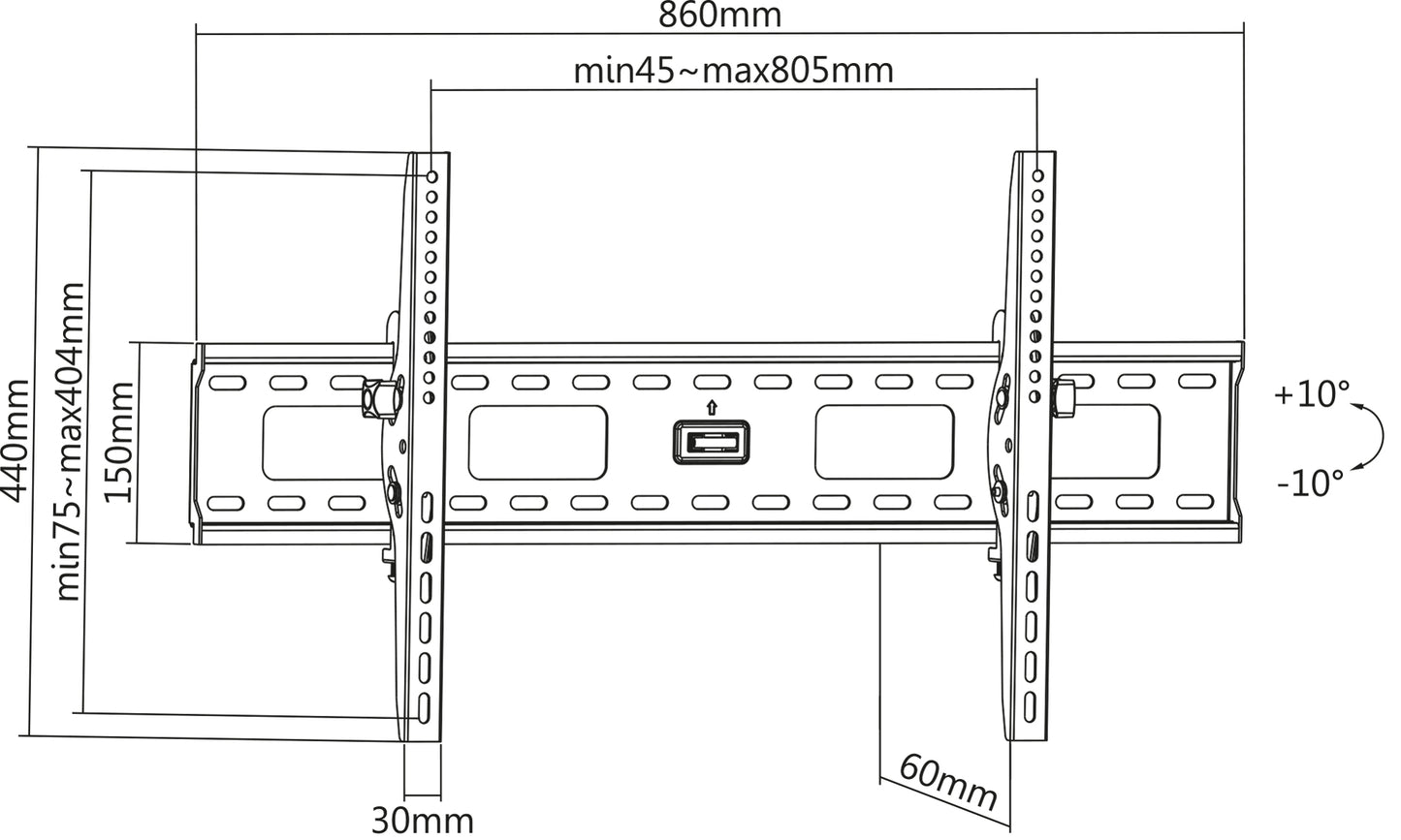 Universal Flat-Panel TV Tilting Wall Mount, for 37" to 86" Displays Image 8