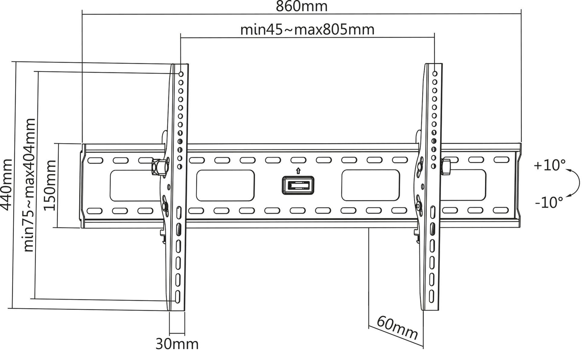 Universal Flat-Panel TV Tilting Wall Mount, for 37" to 86" Displays Image 8