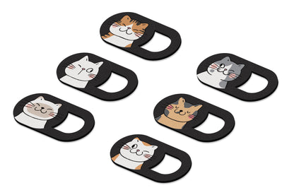 Laptop Webcam Cover Slide - Cat Design, Small, 6-Pack Image 1