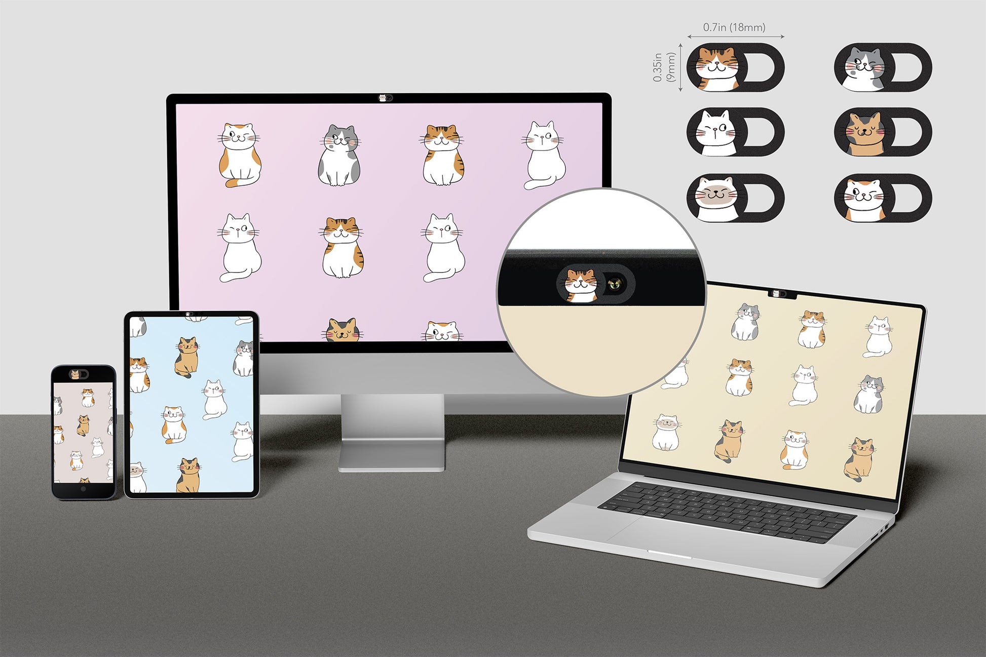 Laptop Webcam Cover Slide - Cat Design, Small, 6-Pack Image 2