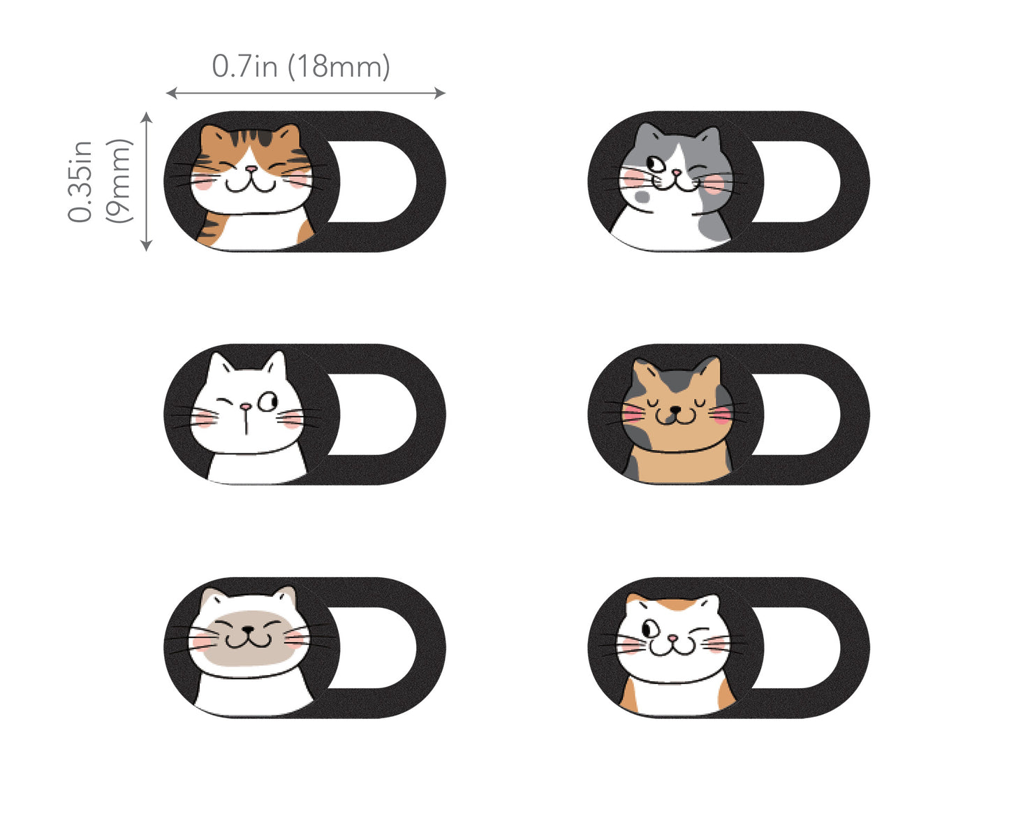 Laptop Webcam Cover Slide - Cat Design, Small, 6-Pack Image 3