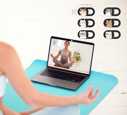 Laptop Webcam Cover Slide - Cat Design, Small, 6-Pack Image 7