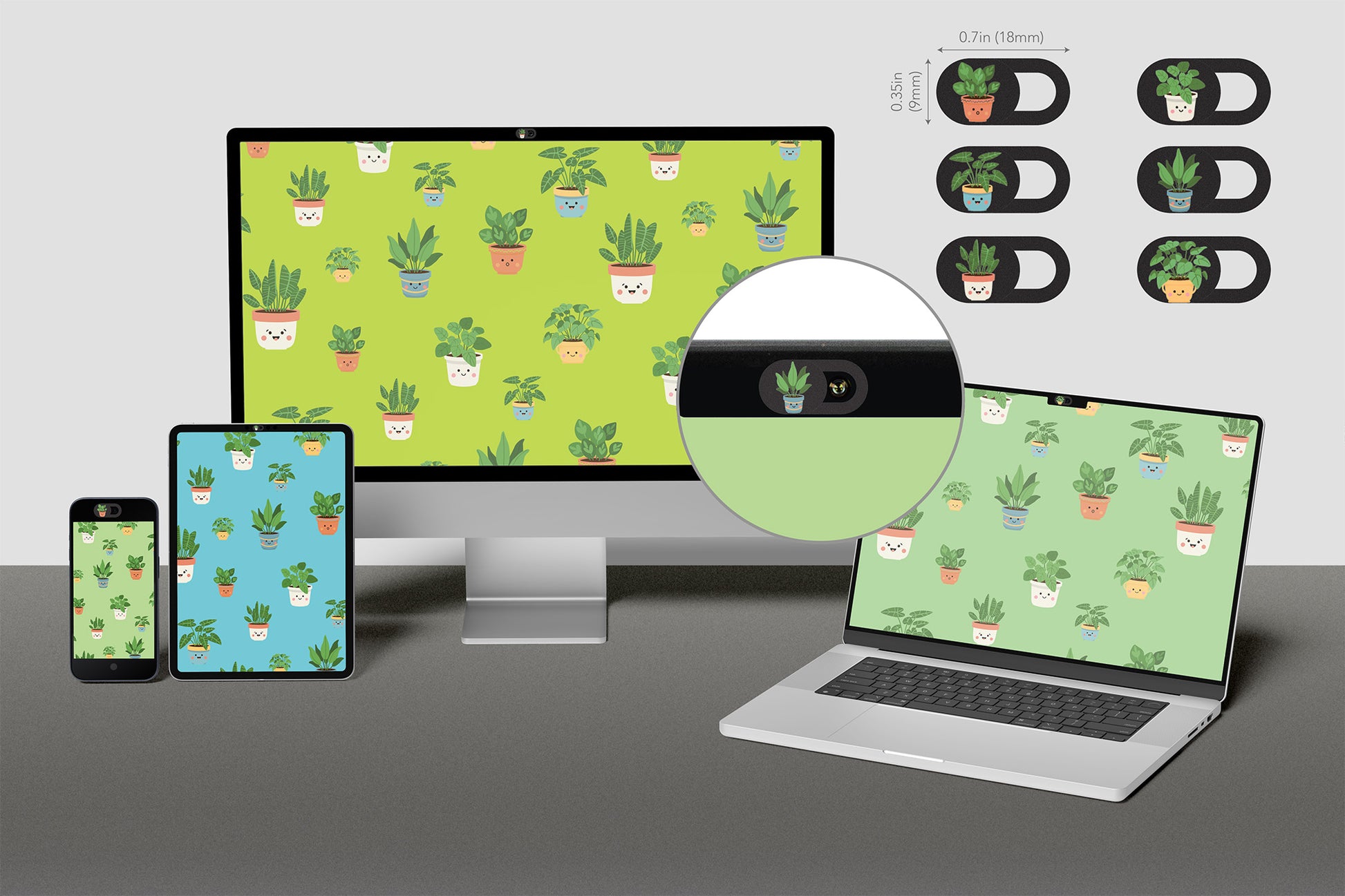 Laptop Webcam Cover Slide - Plant Design, Small, 6-Pack Image 2