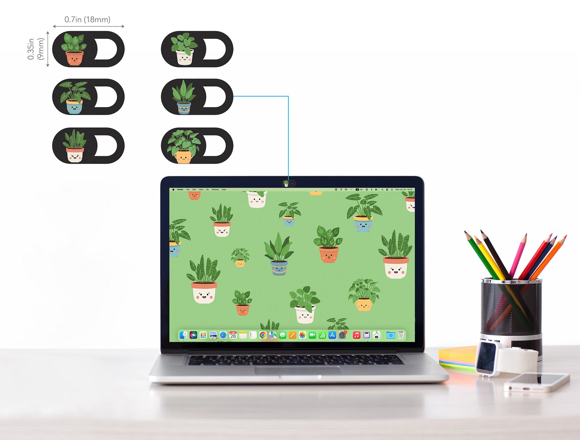 Laptop Webcam Cover Slide - Plant Design, Small, 6-Pack Image 4