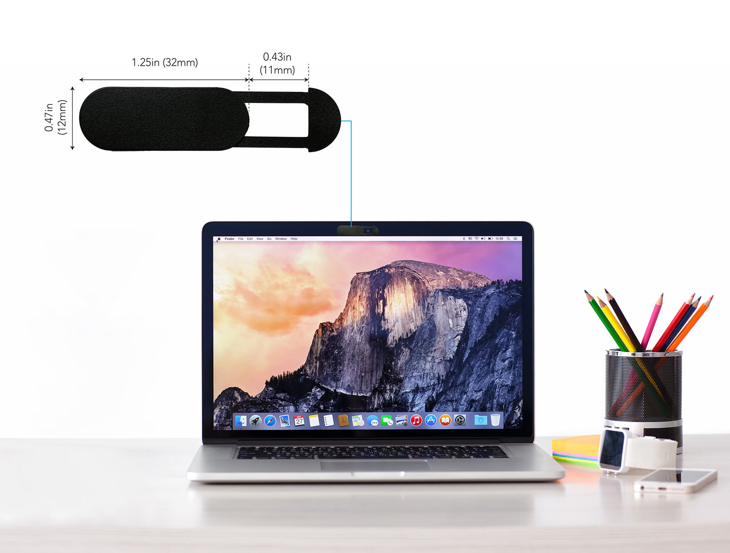 Laptop Webcam Cover Slide - Black, Large, 3-Pack Image 4
