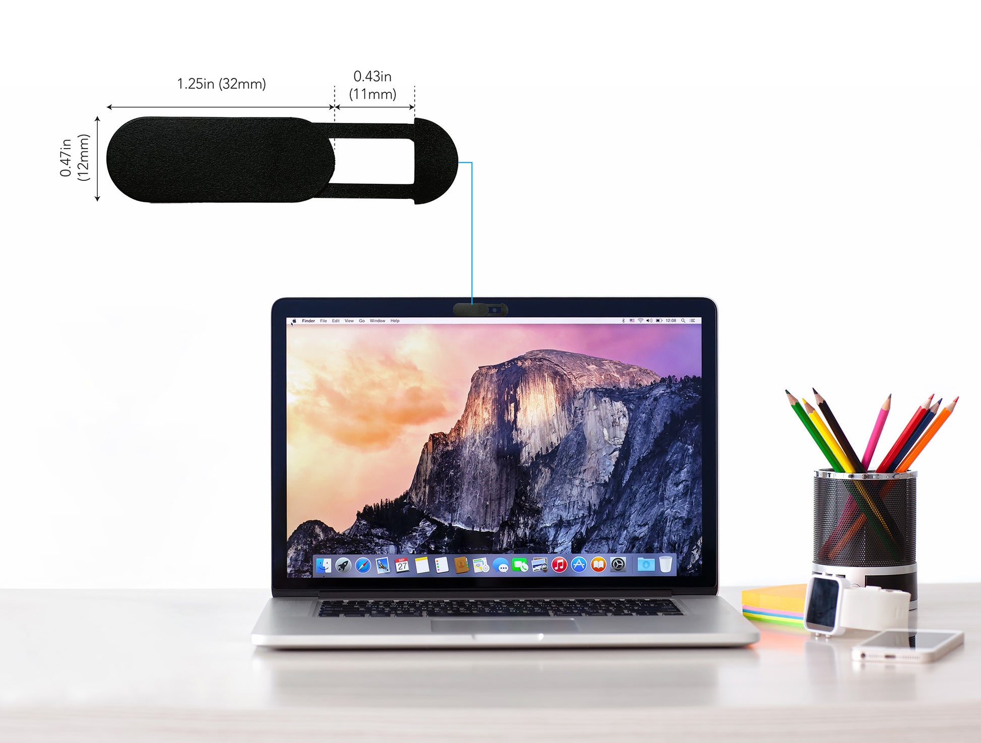Laptop Webcam Cover Slide - Black, Large, 3-Pack Image 4