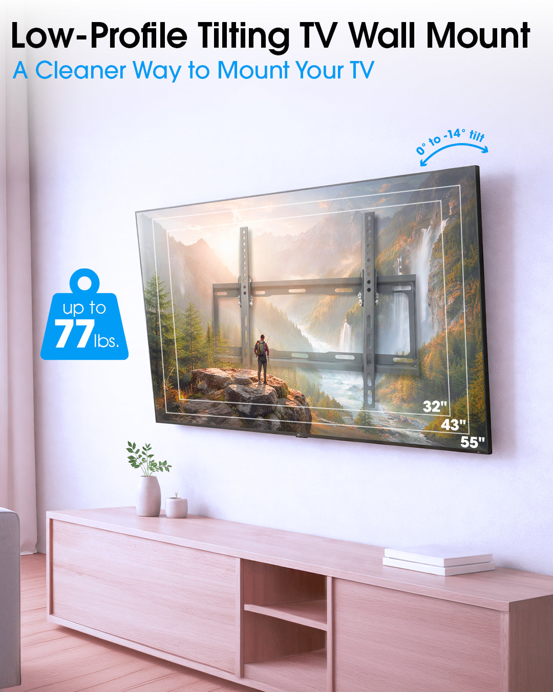 Low-Profile Tilting TV Wall Mount, for 32" to 55" Displays Image 11