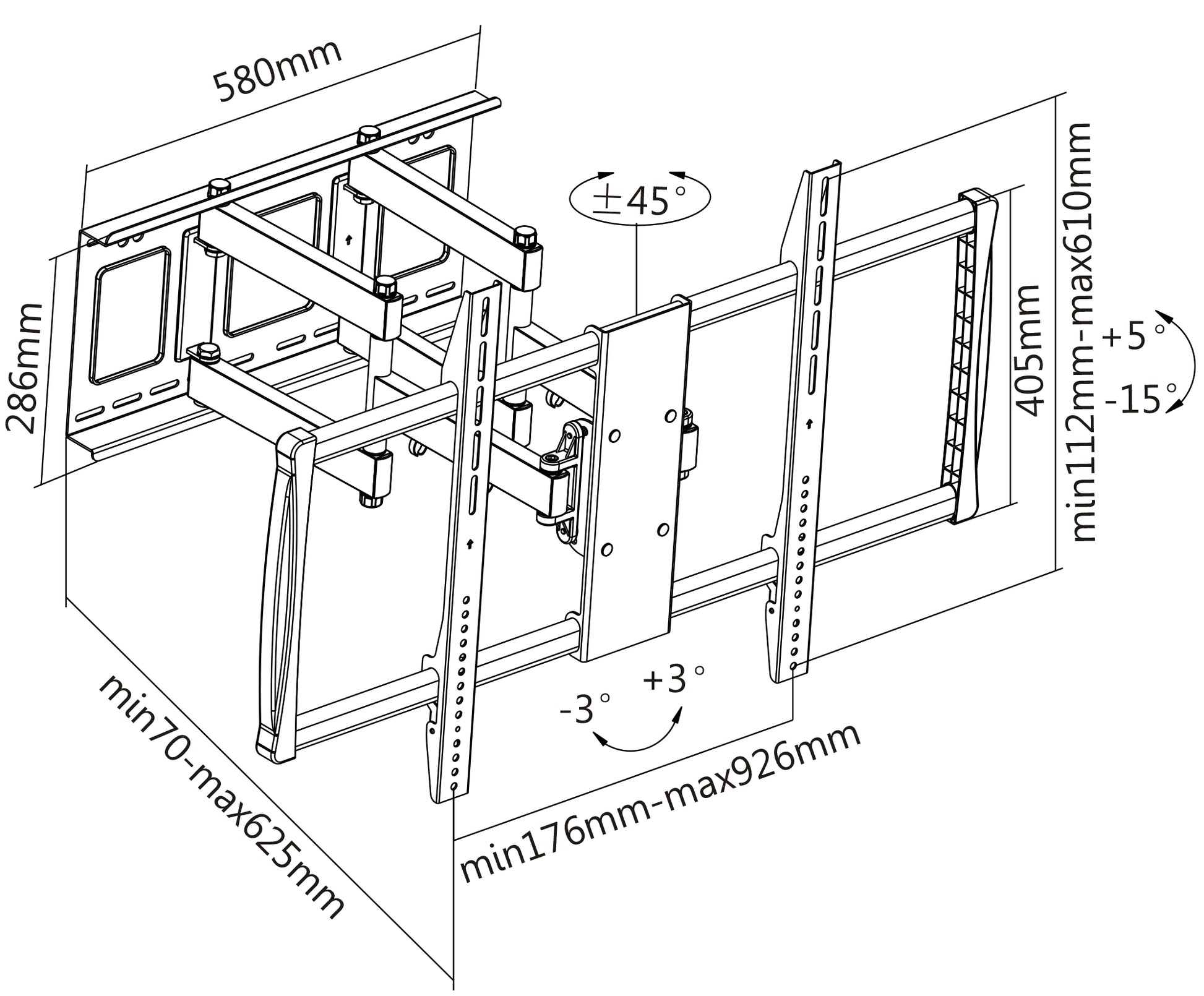 Universal LCD Full-Motion Large-Screen Wall Mount, for 60" to 100" Displays Image 14