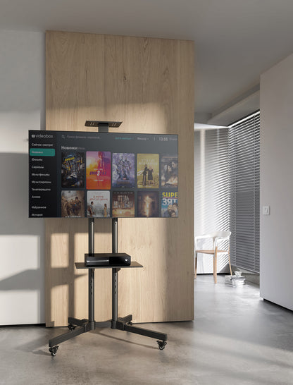 Economy Height-Adjustable Multimedia TV Cart, for 37" to 70" Displays Image 11
