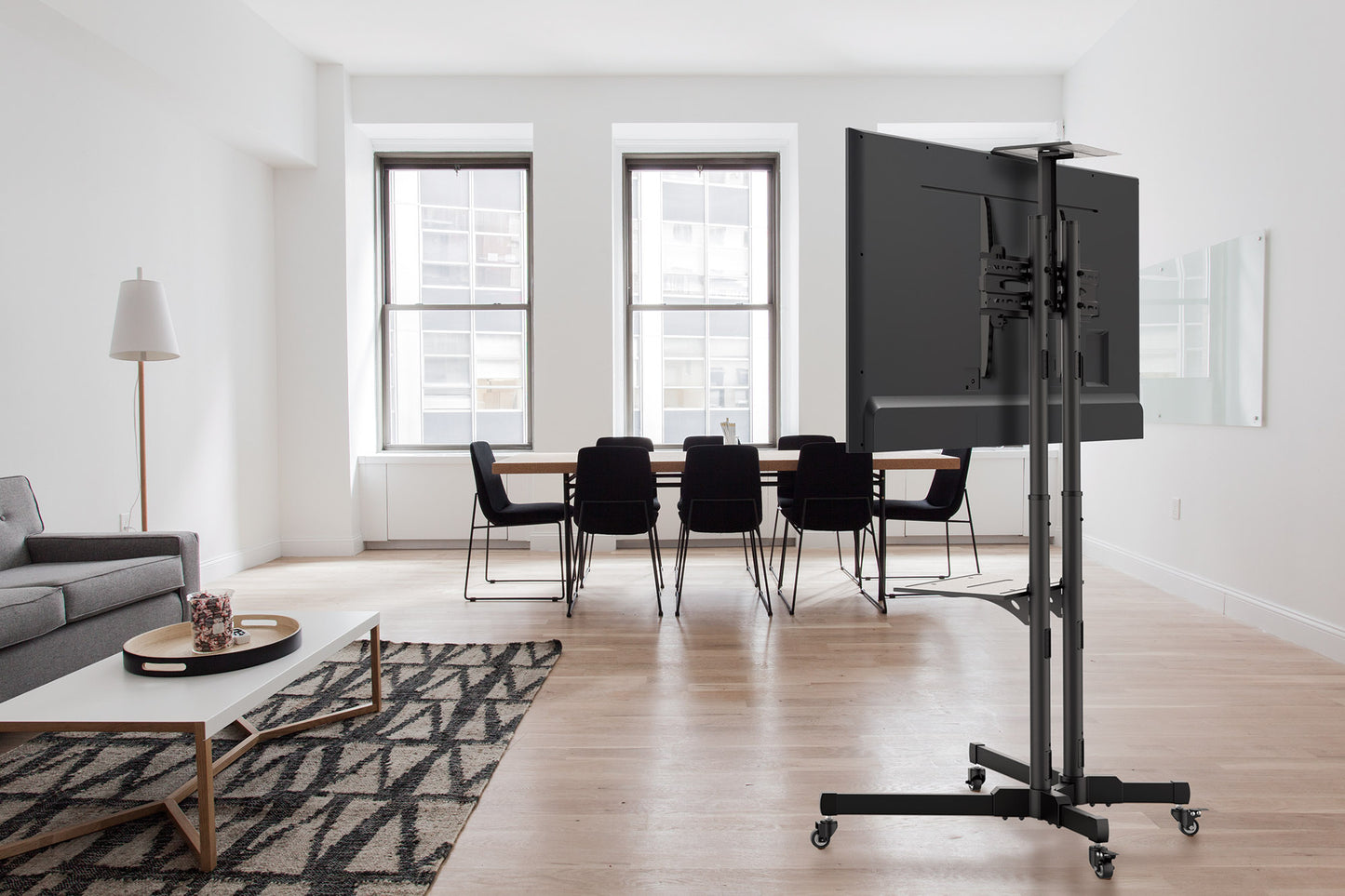 Economy Height-Adjustable Multimedia TV Cart, for 37" to 70" Displays Image 10