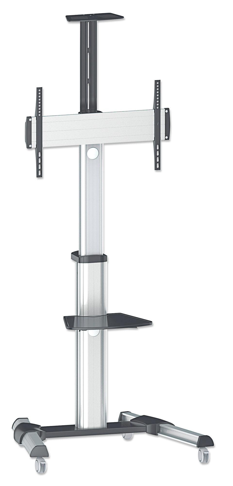 Aluminum Height-Adjustable Multimedia TV Cart, for 37" to 65" Displays Image 3