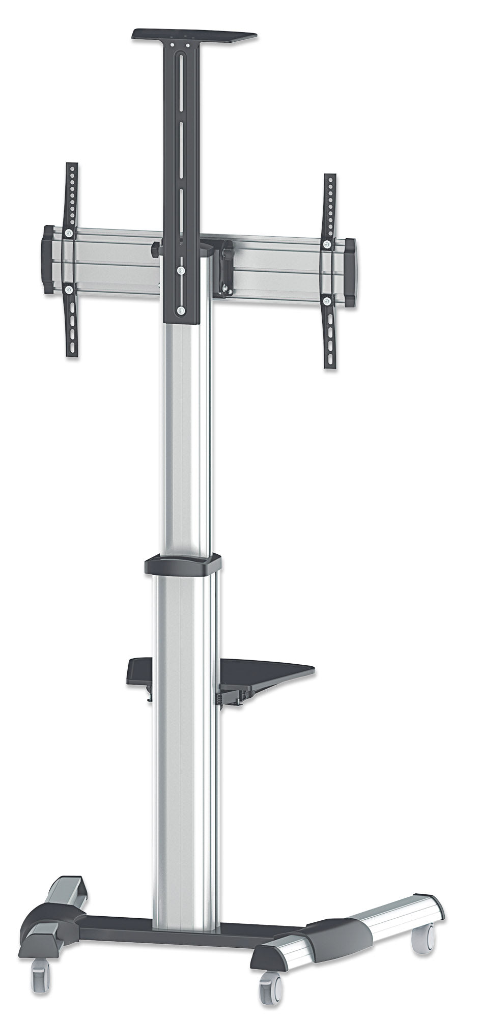 Aluminum Height-Adjustable Multimedia TV Cart, for 37" to 65" Displays Image 4