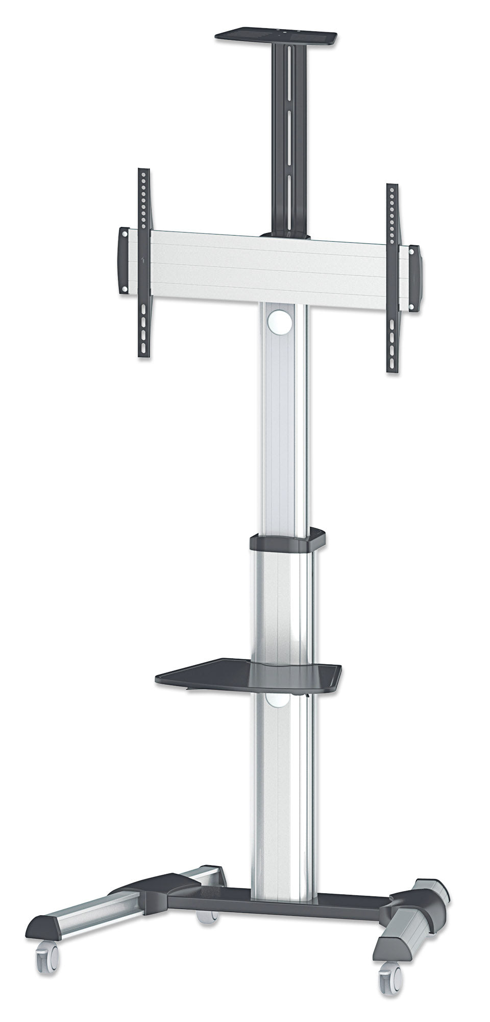 Aluminum Height-Adjustable Multimedia TV Cart, for 37" to 65" Displays Image 1
