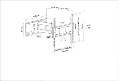 Universal Flat-Panel TV Full-Motion Wall Mount, for 32" to 55" Displays Image 6
